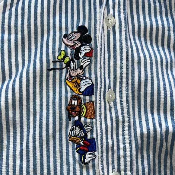 Vintage Disney Blue and White Striped kids shirt with embroidery - Picture 3 of 4